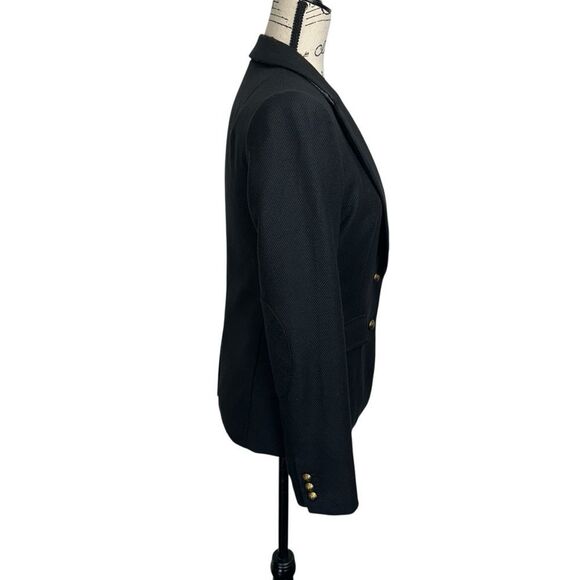 Banana Republic Black Wool Herringbone Elbow Patches Preppy Tailored H Jacket 2 - Picture 2 of 13